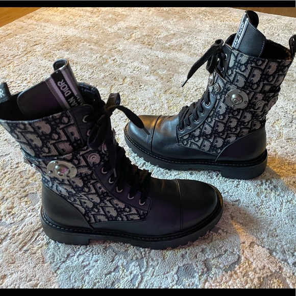 Dior Jacquard oblique combat boots size 8 - Picture 2 of 10